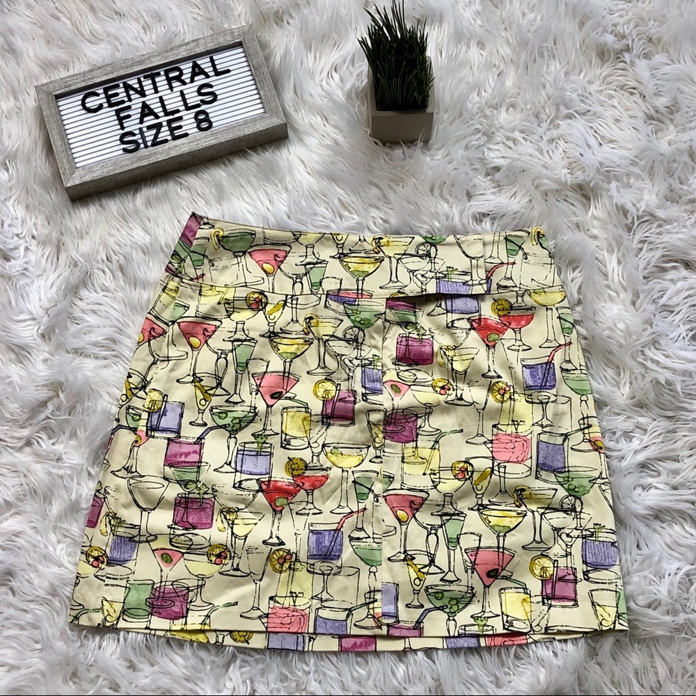 Central Falls | Martini & Mixed Drinks Print Skirt